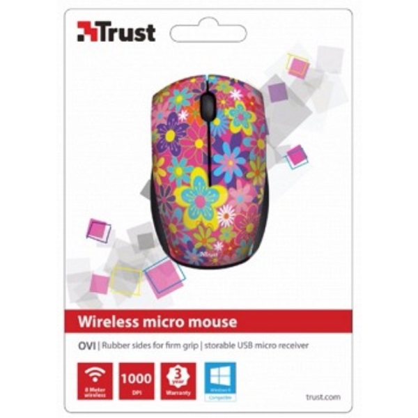 მაუსი  TRUST Ovy Wireless Micro Mouse - Flower Power