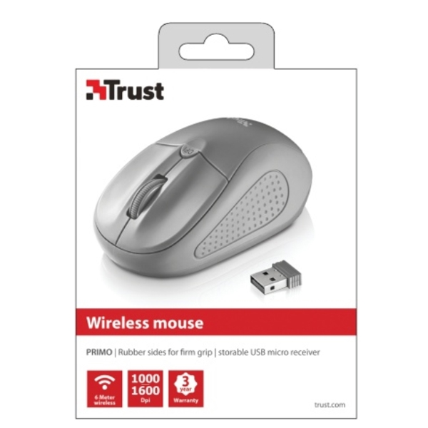 მაუსი  TRUST PRIMO WIRELESS MOUSE - GRAY