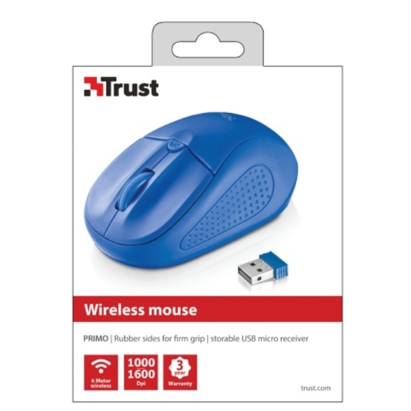 მაუსი TRUST PRIMO WIRELESS MOUSE - BLUE