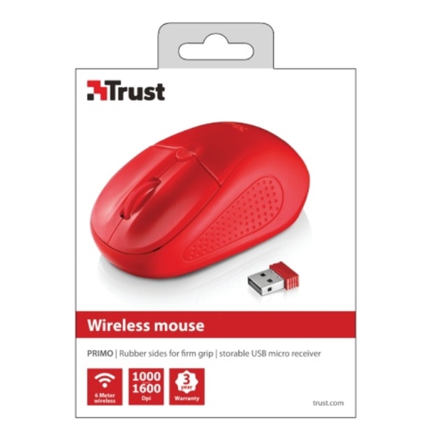 მაუსი TRUST PRIMO WIRELESS MOUSE - RED