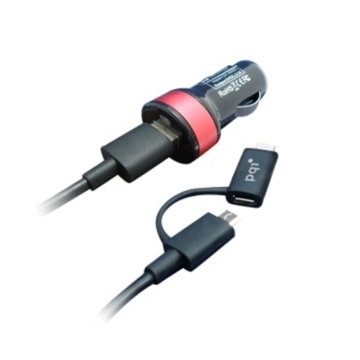 მანქანის დამტენი  PQI i-Charger Du-Plug - Car Charger for IPhone5/6 (Lightning) and SmartPhones (micro-USB), Silver