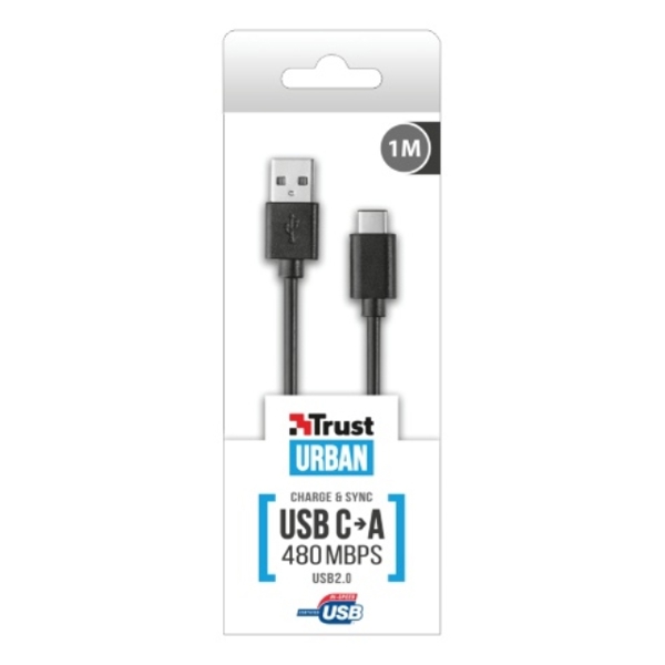 სადენი  TRUST UR USB2.0 TYPE-C-A CABLE 1M