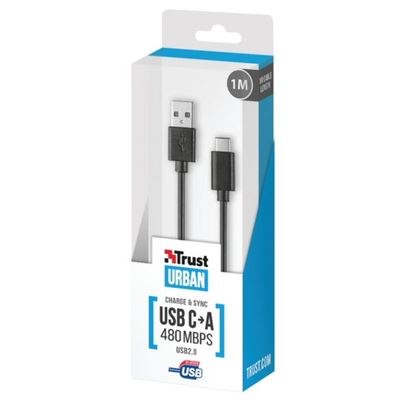 სადენი  TRUST UR USB2.0 TYPE-C-A CABLE 1M