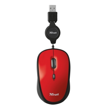 მაუსი   TRUST YVI RETRACTABLE  MOUSE RED