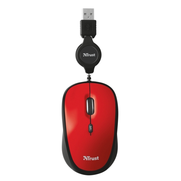 მაუსი   TRUST YVI RETRACTABLE  MOUSE RED