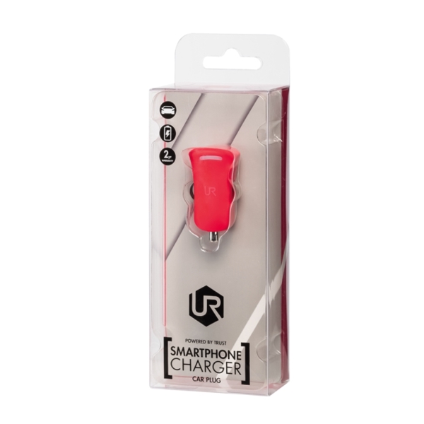 USB დამტენი  TRUST Dual Smartphone Car Charger - red