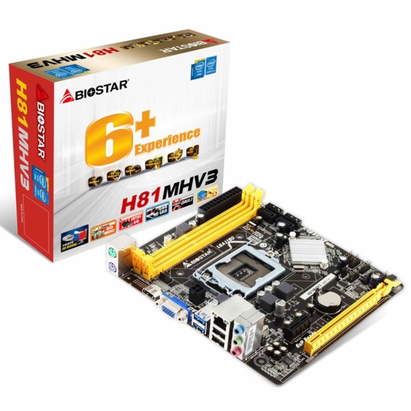 დედა დაფა   BIOSTAR  LGA 1150, H81MHV3,   H81,VIDEO, 1PCIX, 1PCIE, 5.1 AUDIO, 2DDR3