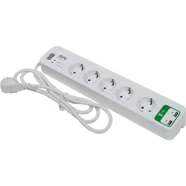 SURGE PROTECTION APC PM5U-RS SURGE ARREST 5 OUTLETS WITH 5V, 2.4A 2 PORT USB CHARGER 230V