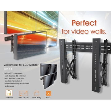 ტელევიზორის საკიდი  WALL BRAKETS HV 1 L VIDEOWALL MOUNT 600X400 (WALL DISTANCE 60-202MM)