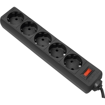 Surge protector Defender ES March 3 m, black, 5 outlets