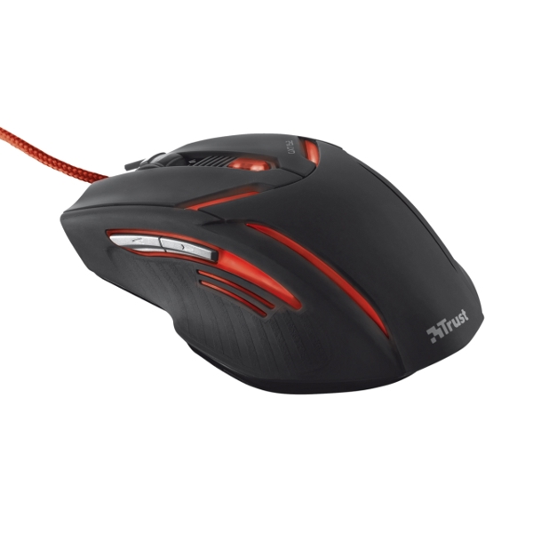 მაუსი  TRUST GXT 152 Illuminated Gaming Mouse - Illuminated top and sides, with 3 selectable colours, Speed select button (600-2400 dpi), Durable nylon cable, Fully rubberized