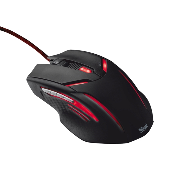 მაუსი  TRUST GXT 152 Illuminated Gaming Mouse - Illuminated top and sides, with 3 selectable colours, Speed select button (600-2400 dpi), Durable nylon cable, Fully rubberized