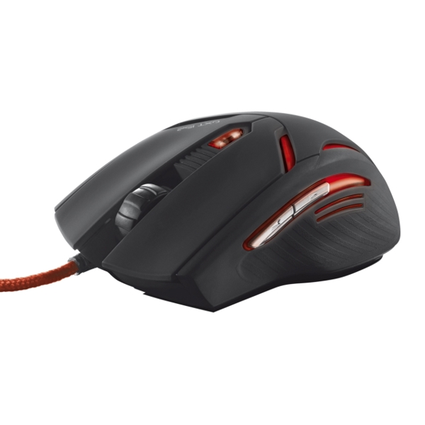 მაუსი  TRUST GXT 152 Illuminated Gaming Mouse - Illuminated top and sides, with 3 selectable colours, Speed select button (600-2400 dpi), Durable nylon cable, Fully rubberized