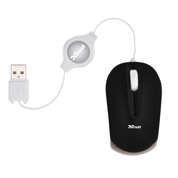 მაუსი  TRUST NANOU RETRACTABLE MICRO MOUSE - BLACK