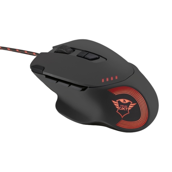 მაუსი  TRUST GXT 162 OPTICAL GAMING MOUSE High precision 4000 DPI optical sensor 9 Programmable buttons Adjustable LED illumination 1.7m Braided cable