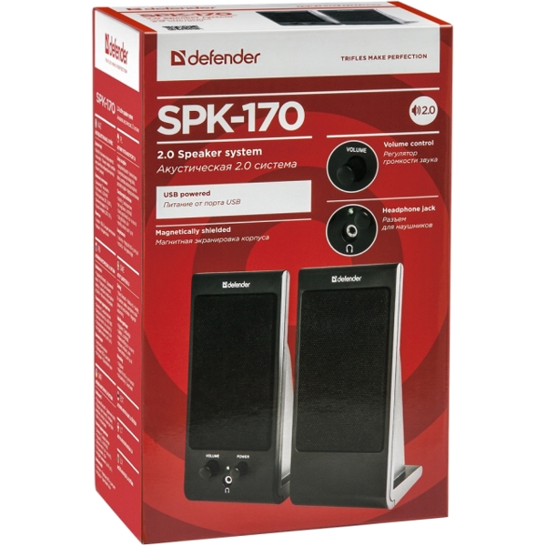 დინამიკი 2.0 Active speaker system Defender SPK-170 black, 4W, USB powered