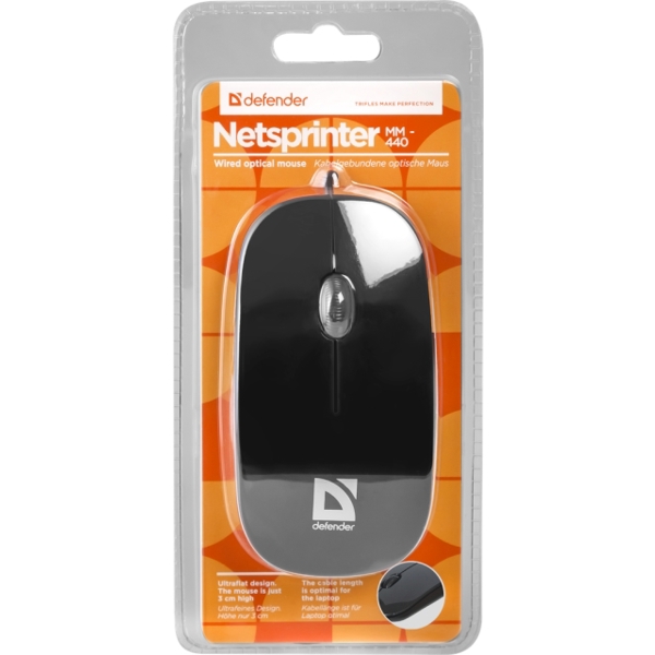 მაუსი Wired optical mouse Defender NetSprinter MM-440 black,3 buttons,1000 dpi