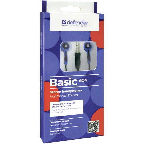 ყურსასმენი In-ear headphones Defender Basic 604 black + blue