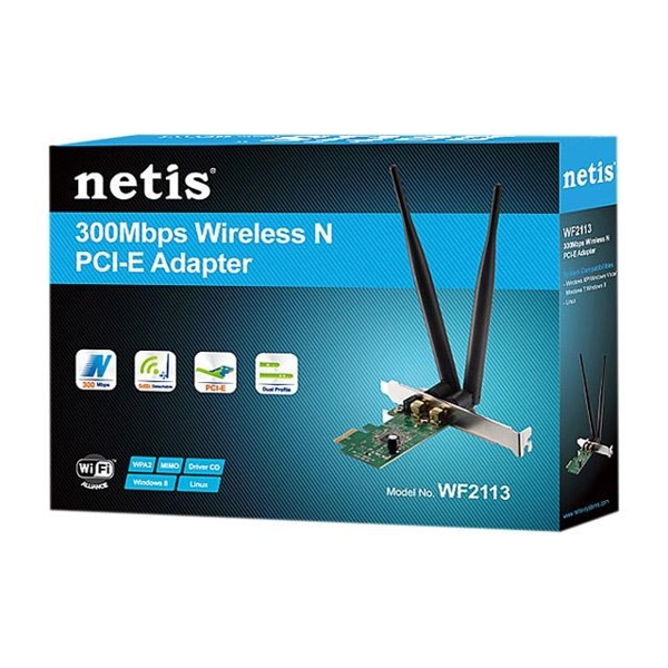 ადაპტერი  300Mbps Wireless N PCI-E Adapter, 2*5dBi detachable antennas