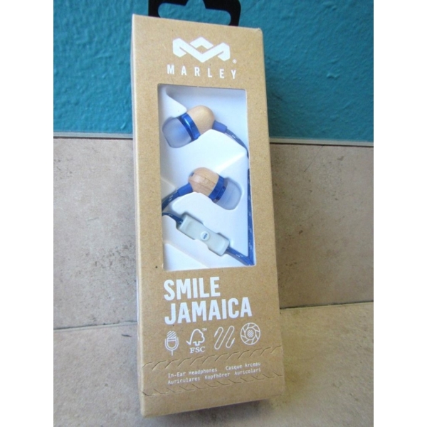 HOUSE OF MARLEY EM-JE041-DN  SMILE JAMAICA IN-EAR HEADPHONES WITH REMOTE AND MICROPHONE  DENIM