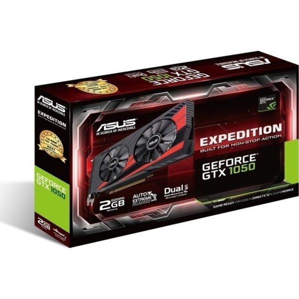 ვიდეო დაფა   PCI EXPRESS 2GB ASUS  EX-GTX1050, ,2GB, 3DVI, HDMI, DISPLAY PORT MINI, GDDR5 ,