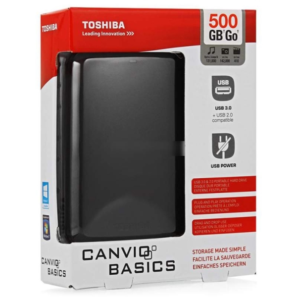 გარე მყარი დისკი  Toshiba CANVIO BASICS 2.5 500GB black 