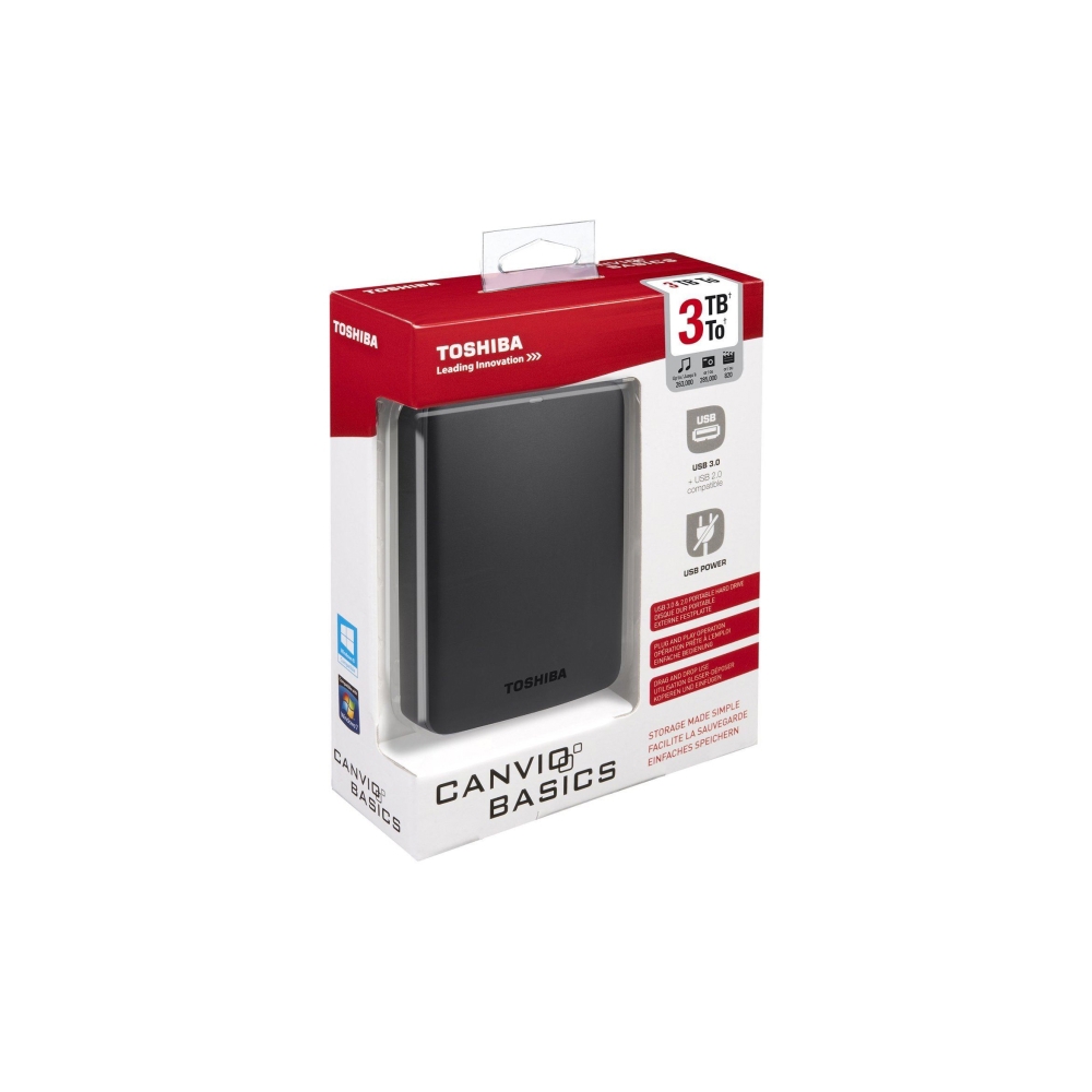 გარე მყარი დისკი TOSHIBA  CANVIO BASICS 2.5 3TB black