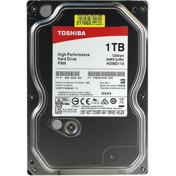 მყარი დისკი TOSHIBA  P300 High-Performance Hard Drive 1TB