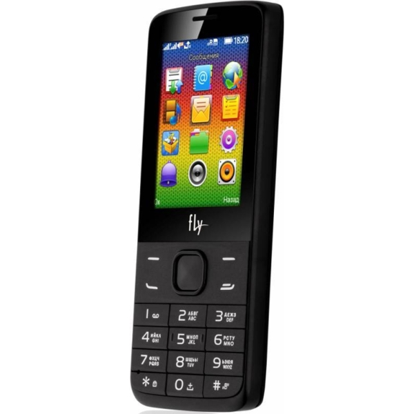 მობილური ტელეფონი FLY  FF242 Black, 2.4'' 320x240, 32MB RAM, 32MB, up to 16GB flash, 0.3Mpix, 2 Sim, 2G, BT, 1000mAh, 78g, 119x50,5x11,5