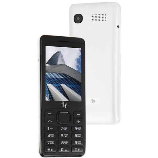 მობილური ტელეფონი FLY  FF281 White, 2.8'' 320x240, 312MHz, 1 Core, 32MB RAM, 32MB, up to 16GB flash, 0.3Mpix, 2 Sim, 2G, BT, 1400mAh, 107g, 130x56x11