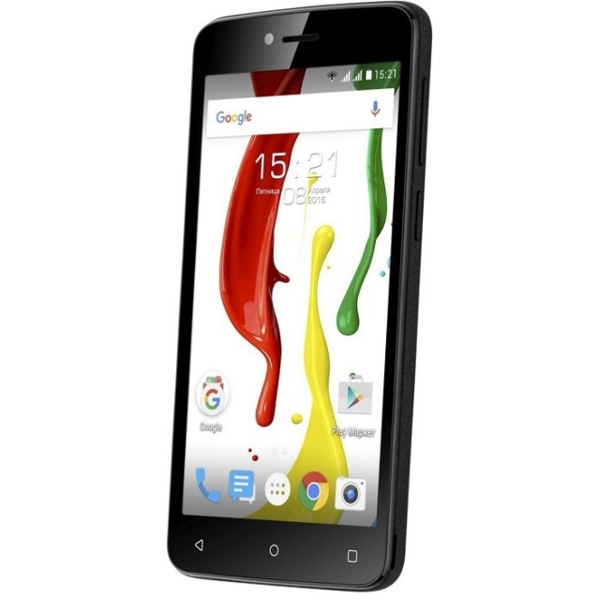 მობილური ტელეფონი FLY  FS505 Black, Nimbus 7 5'' 480x854, 1.3GHz, 512MB RAM, 8GB, up to 32GB flash, 5Mpix/1Mpix, 2 Sim, 2G, 3G, Wi-Fi, GPS, 2000mAh, Android 5.1, 173g, 143.5x76.9x9.6