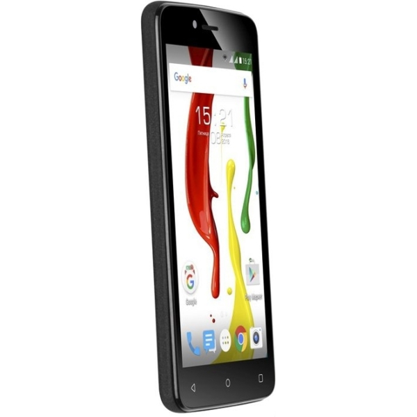 მობილური ტელეფონი FLY  FS505 Black, Nimbus 7 5'' 480x854, 1.3GHz, 512MB RAM, 8GB, up to 32GB flash, 5Mpix/1Mpix, 2 Sim, 2G, 3G, Wi-Fi, GPS, 2000mAh, Android 5.1, 173g, 143.5x76.9x9.6