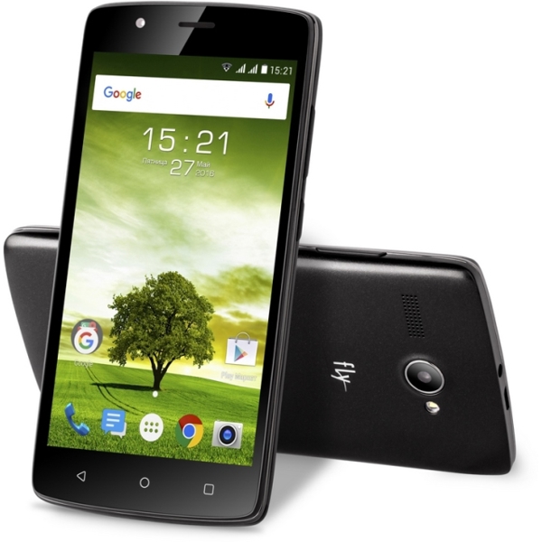 მობილური ტელეფონი FLY  FS506 Black, 5'' 1280x720, 1.3GHz, 4 Core, 1GB RAM, 8GB, up to 32GB flash, 5Mpix/2Mpix, 2 Sim, 2G, 3G, BT, GPS, 2000mAh, Android 5.1.1, 143g, 145x72x9.7, IPS