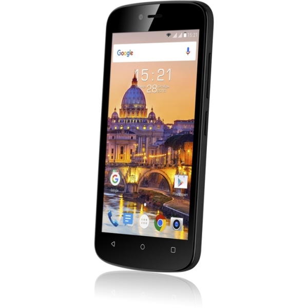 მობილური ტელეფონი  FLY  FS512 Black, 5'' 854x480, 1.0GHz, 4 Core, 1GB RAM, 8GB, up to 32GB flash, 5Mpix/2Mpix, 2 Sim, 2G, 3G, BT, Wi-Fi, GPS, 2400mAh, Android 6.0, 171g, 146x73.7x9.6, IPS
