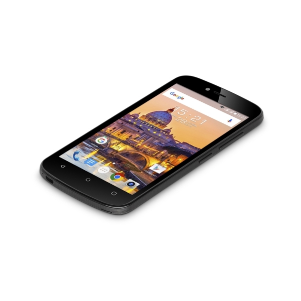 მობილური ტელეფონი  FLY  FS512 Black, 5'' 854x480, 1.0GHz, 4 Core, 1GB RAM, 8GB, up to 32GB flash, 5Mpix/2Mpix, 2 Sim, 2G, 3G, BT, Wi-Fi, GPS, 2400mAh, Android 6.0, 171g, 146x73.7x9.6, IPS