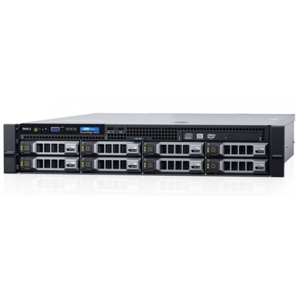 სერვერი DELL PowerEdge R530 / 3.5" Chassis with up to 8 Hard Drives /1xIntel Xeon E5-2630v3 2.40GHz (20M Cache, 8.0GT/s QPI, Turbo, 8C 85W)/ 16GB (1x16GB RDIMM, 2133 MHz, Dual Rank) RAM / DVD / 2x600GB 10K RPM SAS 12Gbps 2.5in Hot-plug Hard Drive,3.5in HYB CARR/ PERC H730 Integrated RAID Controller, 1GB NV Cache /  4x 1Gbit/s Ethernet (On-Board LOM 1GBE) /  iDRAC8 Enterprise / 2x Hot-plug Power Supply (1+1), 750W/ Rails and Arm / 3Yr Next Business Day