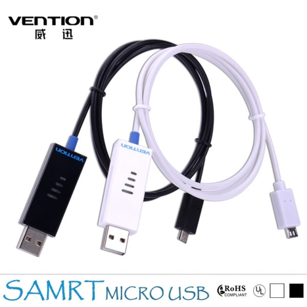 ჭკვიანი კაბელი Vention Smart Micro USB Charger Cable with smart chip and LED indictor light Black USB Cable VAS-M06B