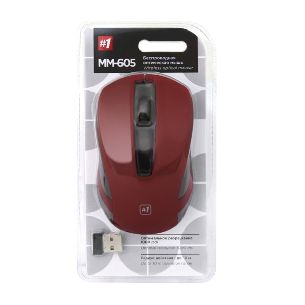 მაუსი Wireless optical mouse Defender #1 MM-605 red,3 buttons,1200dpi