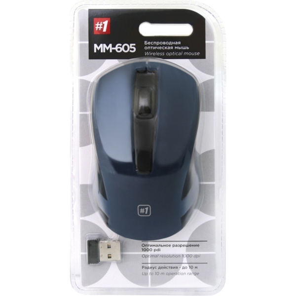 მაუსი Wireless optical mouse Defender #1 MM-605 blue,3 buttons,1200dpi