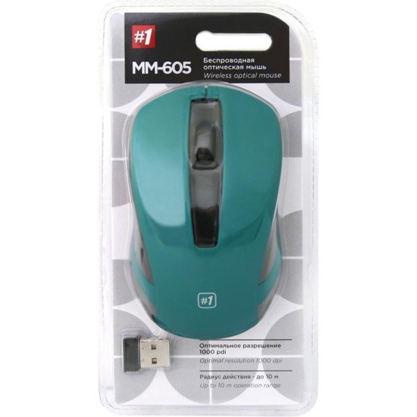 მაუსი Wireless optical mouse Defender #1 MM-605 green,3 buttons,1200dpi