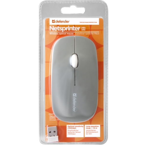 მაუსი Wireless optical mouse Defender NetSprinter MM-545 grey+white,3 buttons,1000dpi