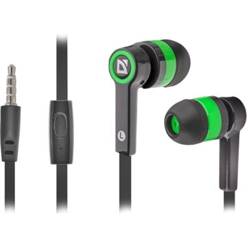 ყურსასმენი Headset for mobile devices Defender Pulse 420 black + green, in-ear (with Microphone)