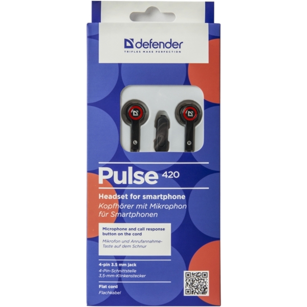 Headset for mobile devices Defender Pulse 420 black + red, in-ear (with Microphone)