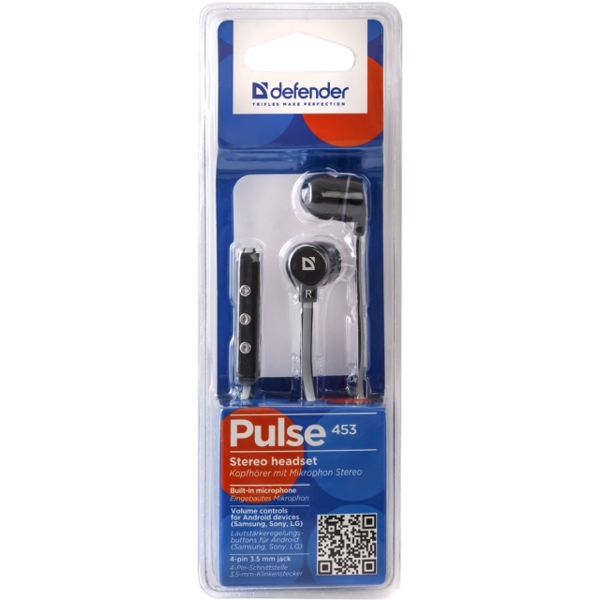 ყურსასმენი Headset for mobile devices Defender Pulse 453 black, for Android, in-ear (with Microphone)