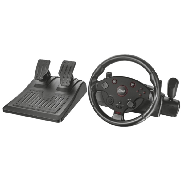 სათამაშო აქსესუარი TRUST GXT288 RACING WHEEL,Full size racing wheel with gear shifter and foot pedals.