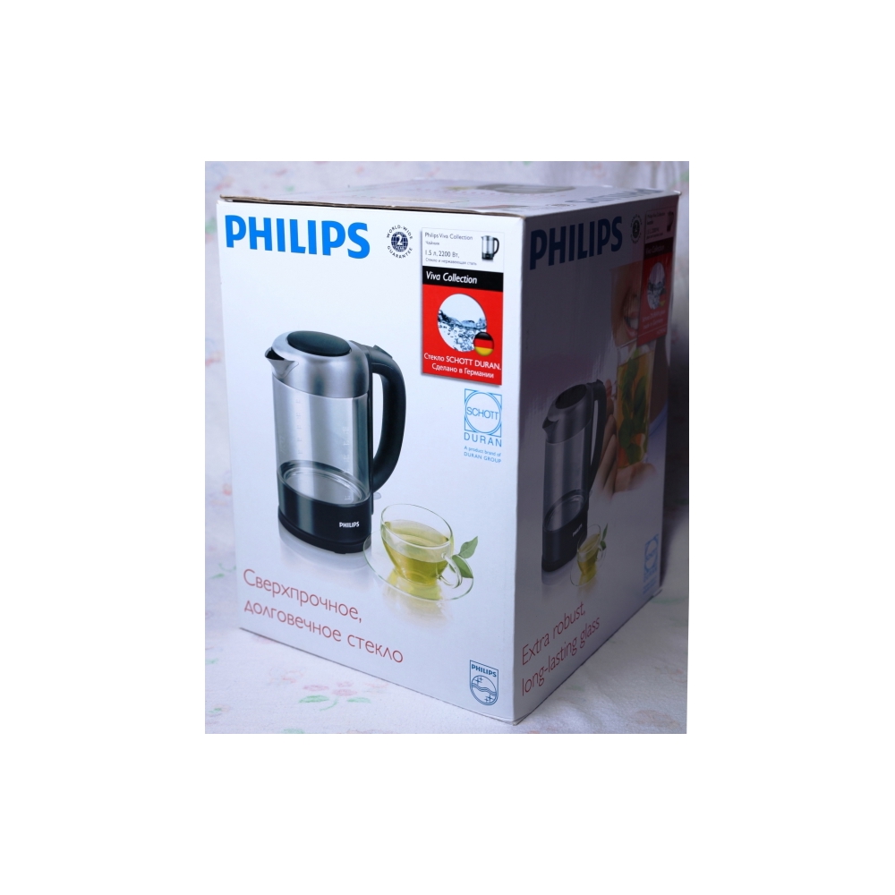ელექტრო ჩაიდანი PHILIPS HD9340/90, 2200W, 1.5L, Electric Kettle, Transparent