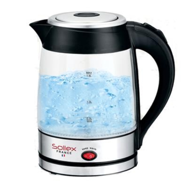 ელექტრო ჩაიდანი SOLLEX SL-101, 2200W, 1.8L, Electric Kettle, Transparent