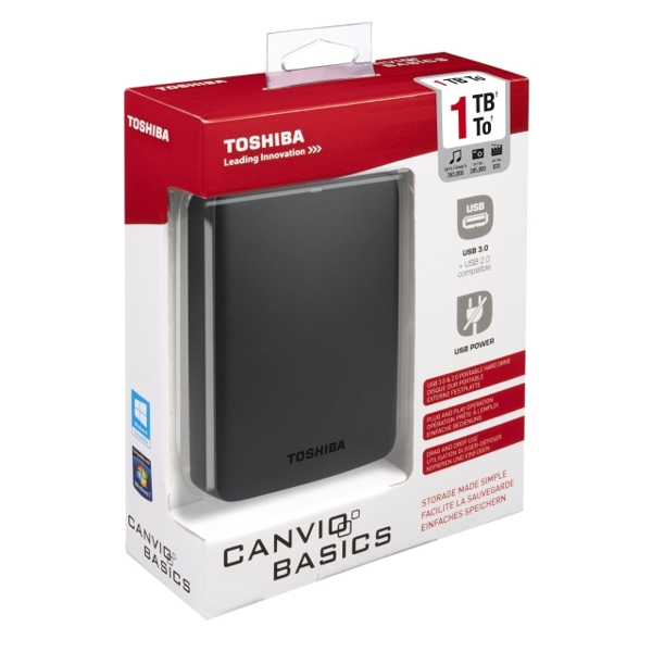 გარე მყარი დისკი TOSHIBA CANVIO BASICS HDD USB 3.0 1 TB BLACK (HDTB310EK3AA)