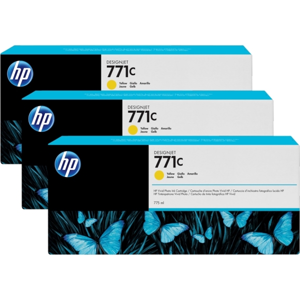 კარტრიჯი HP 771C 3-pack 775-ml Yellow DesignJet Ink Cartridges B6Y34A