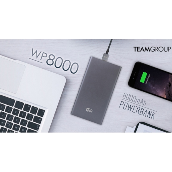 პორტატული დამტენი  TEAM PowerBank WP8000 8000mAh GRAY RETAIL